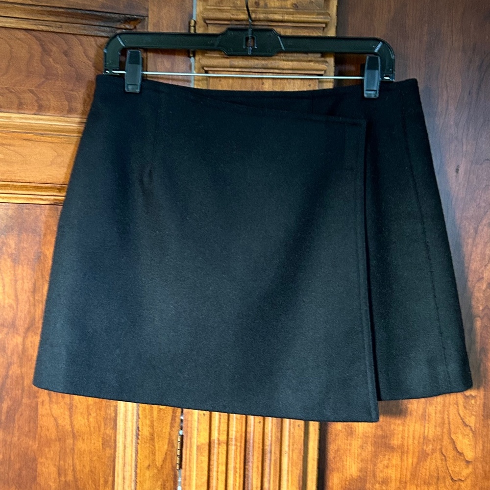 Express Black Wool Blend Mini Wrap Skirt, Size 9/10